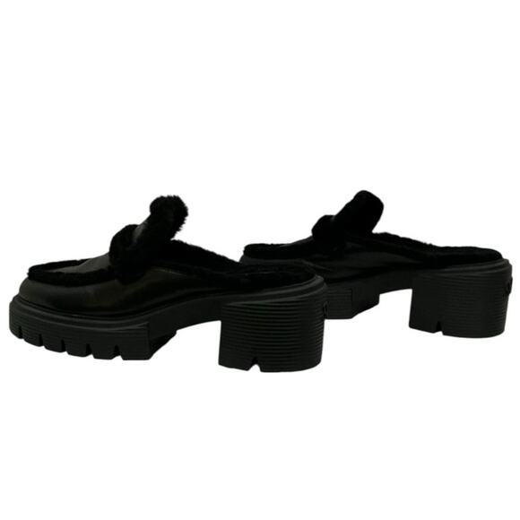 Stuart Weitzman Soho Chill Suede Shearling Loafer Mule Black 9.5B Platform - Picture 6 of 12